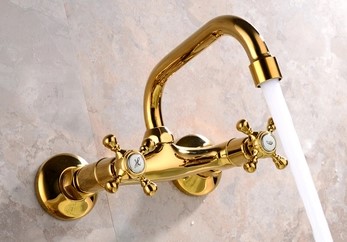 Antique Brass Golden Printed Wall Mounted Mixer Bathroom Sink Tap TG109W Antique Brass Golden Printed Wall Mounted Mixer Bathroom Sink Tap TG109W