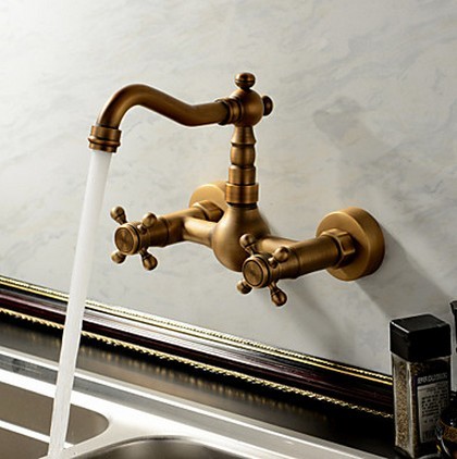 Antique inspired Kitchen Tap - Wall Mount (Antique Brass Finish) TP0415E Antique inspired Kitchen Tap - Wall Mount (Antique Brass Finish) TP0415E