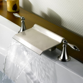 Nickel Brushed Waterfall Widespread Bathtub Tap T0476 Nickel Brushed Waterfall Widespread Bathtub Tap T0476