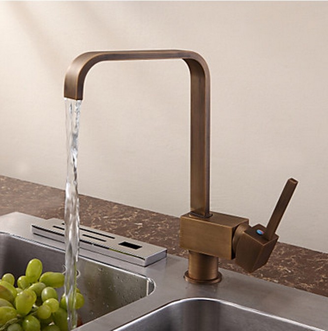 Antique Inspired Solid Brass Kitchen Tap Antique Brass Finish T0718A Antique Inspired Solid Brass Kitchen Tap Antique Brass Finish T0718A