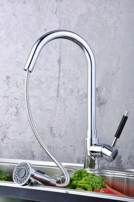 Contemporary Solid Brass Pull Down Kitchen Tap (Chrome Finish)T0784-2 Contemporary Solid Brass Pull Down Kitchen Tap (Chrome Finish)T0784-2