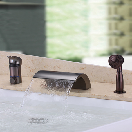 Waterfall Design Antique Oil-rubbed Bronze Bathtub Tap With Hand Shower T3001OR Waterfall Design Antique Oil-rubbed Bronze Bathtub Tap With Hand Shower T3001OR