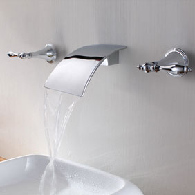 Brass Waterfall Bathroom Sink Tap (Wall Mount) T7010 Brass Waterfall Bathroom Sink Tap (Wall Mount) T7010