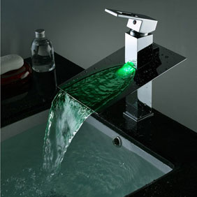Contemporary Third Gear Cartridge Water-saving Color Changing LED Waterfall Bathroom Sink Tap - T8003B Contemporary Third Gear Cartridge Water-saving Color Changing LED Waterfall Bathroom Sink Tap - T8003B