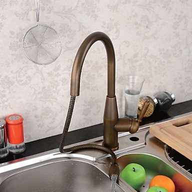 Antique Brass Finish Pull Out One Hole One Handle Kitchen Tap AQ9406 Antique Brass Finish Pull Out One Hole One Handle Kitchen Tap AQ9406