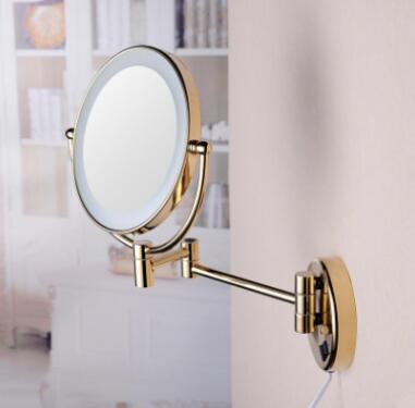 Wall Mounted With LED Light Folding Golden Printed Bathroom Mirror MB012 Wall Mounted With LED Light Folding Golden Printed Bathroom Mirror MB012