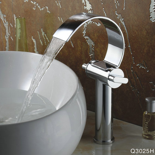 Special Design Chrome Finish Waterfall High Curve Spout Bathroom Sink Tap TQ3025H Special Design Chrome Finish Waterfall High Curve Spout Bathroom Sink Tap TQ3025H