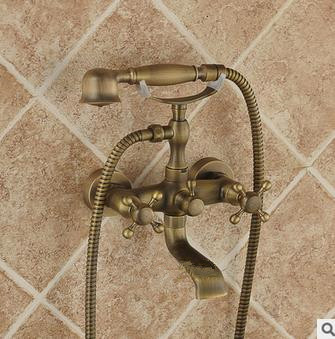 Traditional Antique Brass Finish Tub Tap with Hand Shower - TSA011 Traditional Antique Brass Finish Tub Tap with Hand Shower - TSA011