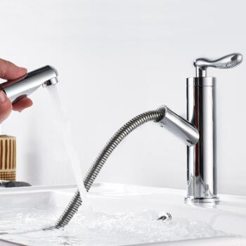 Bright Chrome Finished Pull Out Cold Water Only Bathroom Sink Tap T0123CS Bright Chrome Finished Pull Out Cold Water Only Bathroom Sink Tap T0123CS