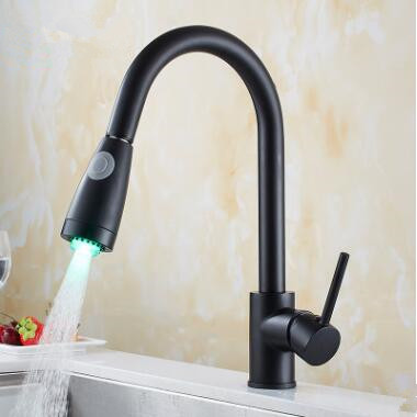 Antique Black Brass Rotatable LED Head Pull Out Kitchen Tap T0168B Antique Black Brass Rotatable LED Head Pull Out Kitchen Tap T0168B