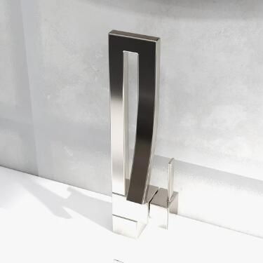 Modern Brushed Nickel Brass Single Handle Bathroom Basin Tap with Waterfall Spout T0228N Modern Brushed Nickel Brass Single Handle Bathroom Basin Tap with Waterfall Spout T0228N