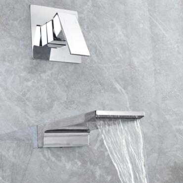 Brass Chrome Finished Wall Mounted Concealed Waterfall Bathroom Sink Taps T0385C Brass Chrome Finished Wall Mounted Concealed Waterfall Bathroom Sink Taps T0385C