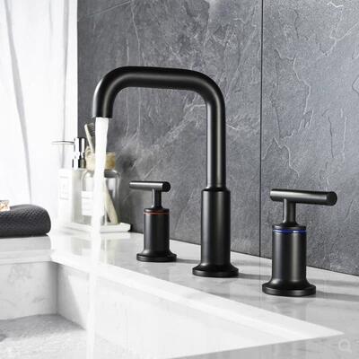 Antique Basin Tap Brass Matte Black Two Handles Mixer Bathroom Sink Tap T0398B