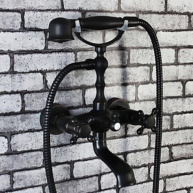 Traditional Black Bronze Brass Finish Two Handles Bathtub Tap T0415W Traditional Black Bronze Brass Finish Two Handles Bathtub Tap T0415W