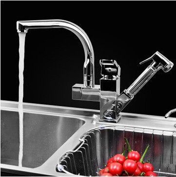 Chrome Two Handles Pull Out Mixer Centerset Kitchen Tap T0790E Chrome Two Handles Pull Out Mixer Centerset Kitchen Tap T0790E