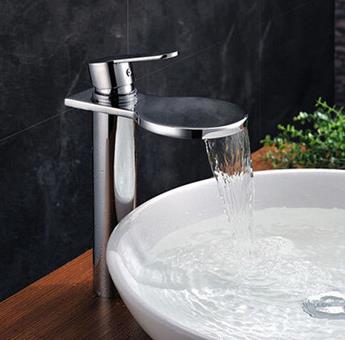 Creative Waterfall Brass Bathroom Sink Tap High Version T1027W