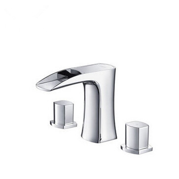 Waterfall Brass Three Holes Two Handles Bathroom Sink Tap T1030D Waterfall Brass Three Holes Two Handles Bathroom Sink Tap T1030D