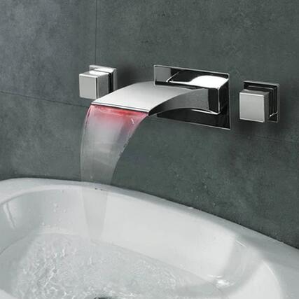 New LED Waterfall Three-pieces Wall Mounted Bathroom Sink Tap T1065 New LED Waterfall Three-pieces Wall Mounted Bathroom Sink Tap T1065