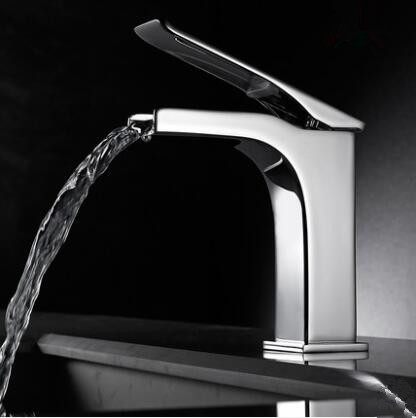 Bathroom Basin Tap Brass Chrome Art Designed Waterfall Bathroom Sink Tap T3690