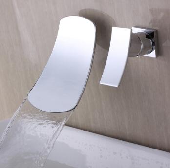 Chrome Waterfall Wall Mount Contemporary Stainless Steel Bathroom Sink Tap T6015B Chrome Waterfall Wall Mount Contemporary Stainless Steel Bathroom Sink Tap T6015B