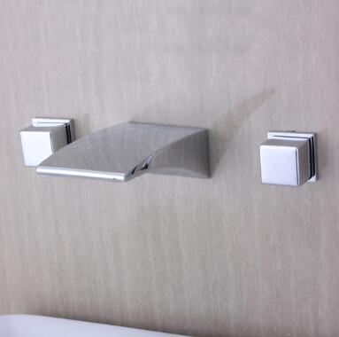Modern Design Chrome Finish Widespread Waterfall Bathroom Sink Tap T6038 Modern Design Chrome Finish Widespread Waterfall Bathroom Sink Tap T6038