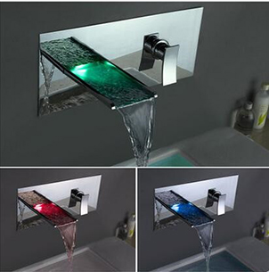 Contemporary Color Changing LED Waterfall Bathroom Sink Tap T8013 Contemporary Color Changing LED Waterfall Bathroom Sink Tap T8013