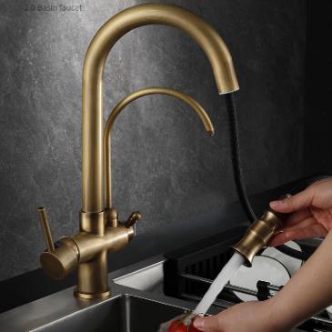 Antique Brass Pull Out Three way Drinking Water Rotatable Kitchen Sink Tap TA0339P Antique Brass Pull Out Three way Drinking Water Rotatable Kitchen Sink Tap TA0339P
