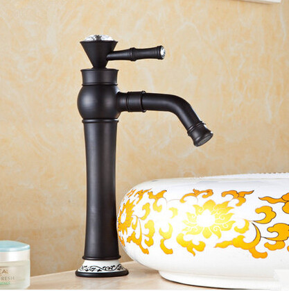Brass Antique Black Bronze Bathroom Sink Tap Mixer Porcelain Tap TA3055H Brass Antique Black Bronze Bathroom Sink Tap Mixer Porcelain Tap TA3055H