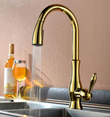 Antique Brass Golden Kitchen Pull Out Mixer Sink Tap TA428G Antique Brass Golden Kitchen Pull Out Mixer Sink Tap TA428G