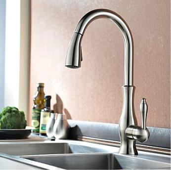 Contemporary Brass Brushed Nickel Kitchen Pull Out Mixer Sink Tap TA428N Contemporary Brass Brushed Nickel Kitchen Pull Out Mixer Sink Tap TA428N