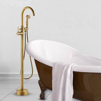 Antique Brass Free Standing Bathtub Tap With Round Hand Shower TA660S Antique Brass Free Standing Bathtub Tap With Round Hand Shower TA660S