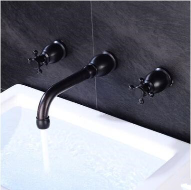 Antique Black Brass Two Handles Mixer Wall Mounted Bathroom Sink Tap TB0180 Antique Black Brass Two Handles Mixer Wall Mounted Bathroom Sink Tap TB0180