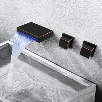 Antique ORB LED Waterfall Two Handles Wall Mounted Bathroom Sink Tap TB0450 Antique ORB LED Waterfall Two Handles Wall Mounted Bathroom Sink Tap TB0450