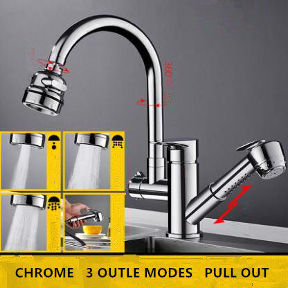 Brass Chrome Finished Pull Out Kitchen Tap Rotatable Mixer Kitchen Sink Tap TC0179 Brass Chrome Finished Pull Out Kitchen Tap Rotatable Mixer Kitchen Sink Tap TC0179