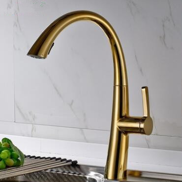 Antique Golden Printed Pull Out Mixer Brass Bathroom Sink Tap TG0370P