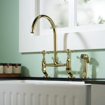 All Copper Retro Bridge Style Kitchen Hot And Cold Taps, Dual Hole Rotatable Sink, Water Hose With Spray Gun TP0418 All Copper Retro Bridge Style Kitchen Hot And Cold Taps, Dual Hole Rotatable Sink, Water Hose With Spray Gun TP0418