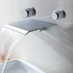 Chrome Finish Waterfall Bathroom Sink Tap (Wall Mount) T7008A Chrome Finish Waterfall Bathroom Sink Tap (Wall Mount) T7008A