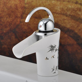 Elegant Waterfall Bathroom Sink Tap with Ceramic Spout T0540C Elegant Waterfall Bathroom Sink Tap with Ceramic Spout T0540C