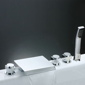 Waterfall Tub Tap with Hand Shower (Chrome Finish) T7017 Waterfall Tub Tap with Hand Shower (Chrome Finish) T7017